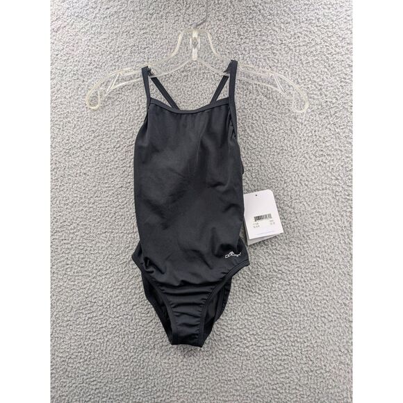 NWT Dolfin Women's size 26 Reliance Solid Black V-Back One Piece Style 111VB-790 - Picture 1 of 7